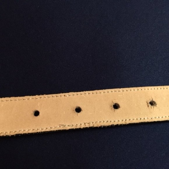 Vtg Leatherock Leather Croc Style Brown Skinny Belt Sm - Picture 10 of 10